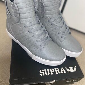Supra Metallic Gray High-Top Sneakers
